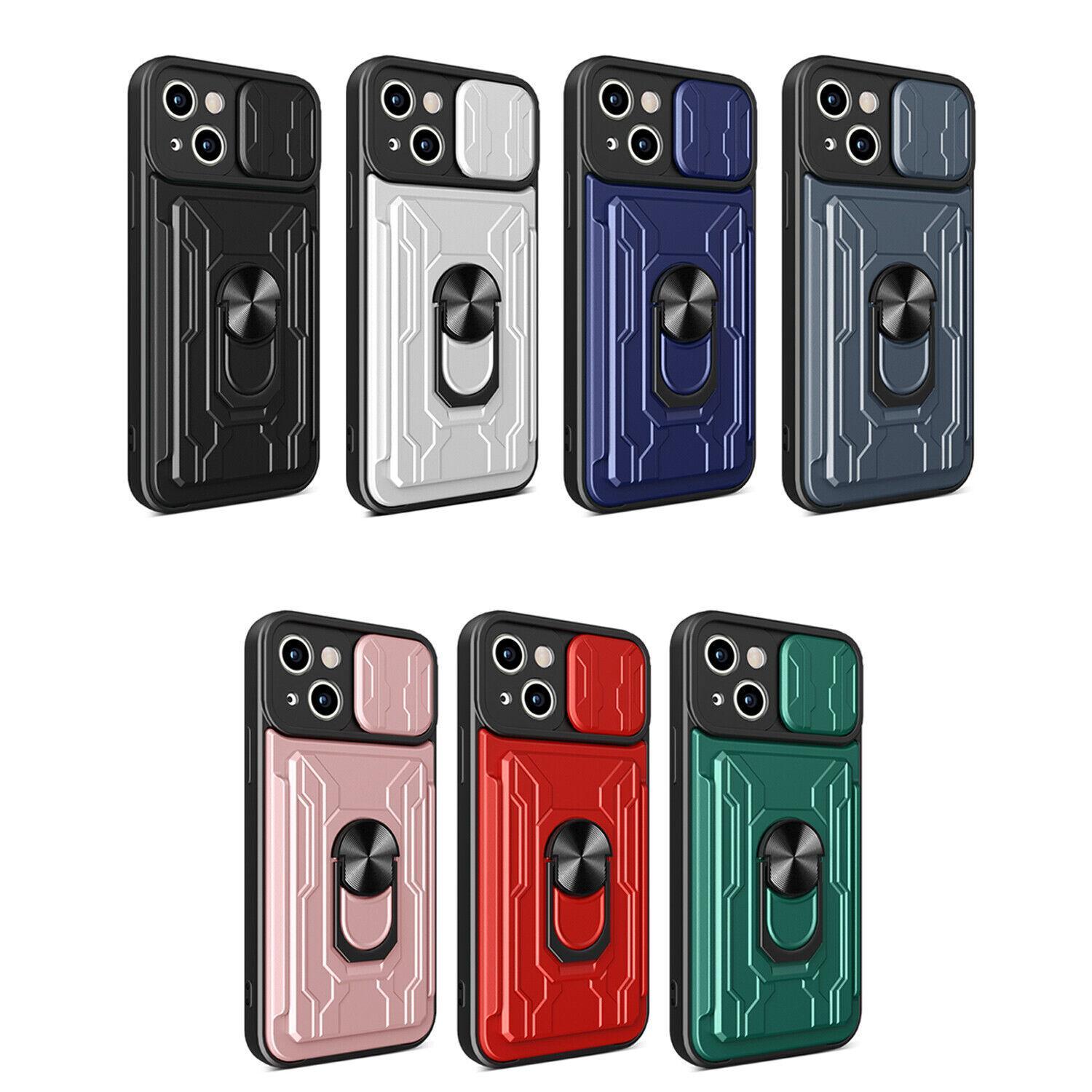【Freeship】Phone Case For iPhone 16 Pro Max 15 14 13 12 Card Slot Holder +Camera Lens Cover