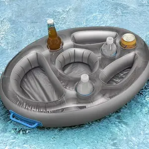 Environmentally friendly PVC inflatable beverage holder cup, seat porous seat coaster mobile phone water inflatable ice bed swimming pool plate