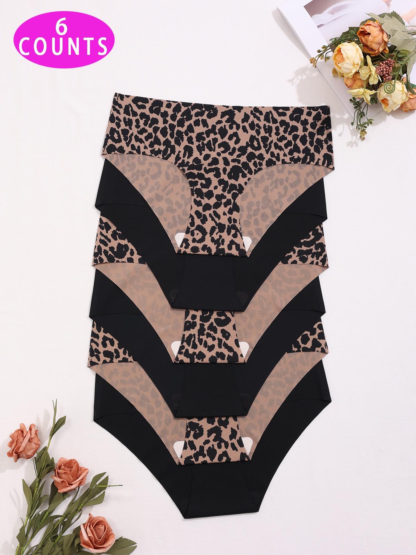 Women's Plain / Leopard Print Seamless Briefs, Multicolor Elegant Soft Comfy Breathable Panties for Daily Wear, Underwear for All Seasons, Daily Casual Underwear