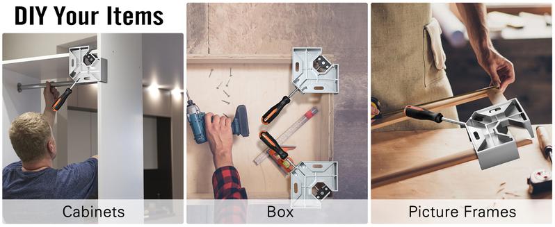 Right Angle Clamp, Housolution [4 PACK] Single Handle 90° Aluminum Alloy Corner Clamp, Clamps for Woodworking Adjustable Swing Jaw, Woodworking Tools Photo Frame Vise Holder, Gifts for Men Dad