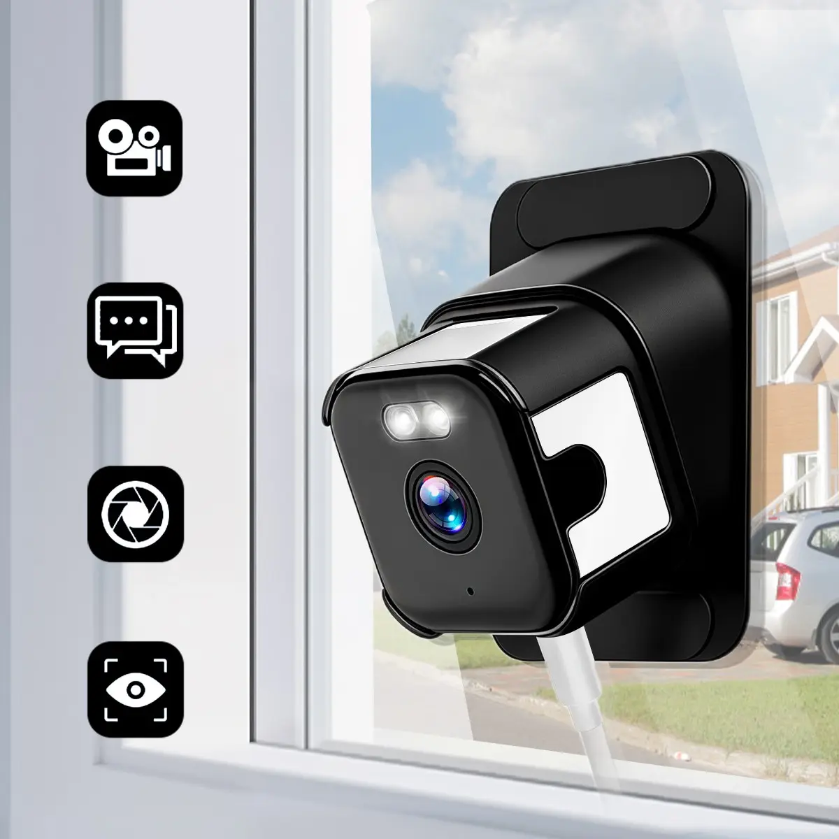 Indoor Window Security Camera, Front Door Camera, Dual Band 2.4GHz/5GHz WiFi, Color Night Vision, 1080P Home Monitoring, Two-Way Audio, Ai Motion Detection, Wireless Surveillance Camera, Wifi Security Cameras