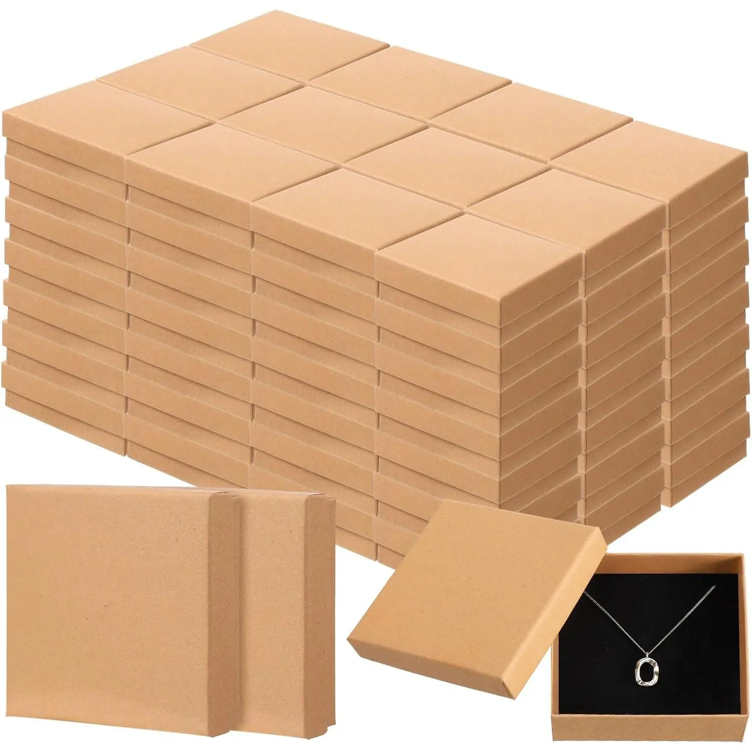 100 Pcs Jewelry Gift Boxes Bulk Kraft Jewelry Cardboard Box for Necklace Earring Bracelet Storage Package