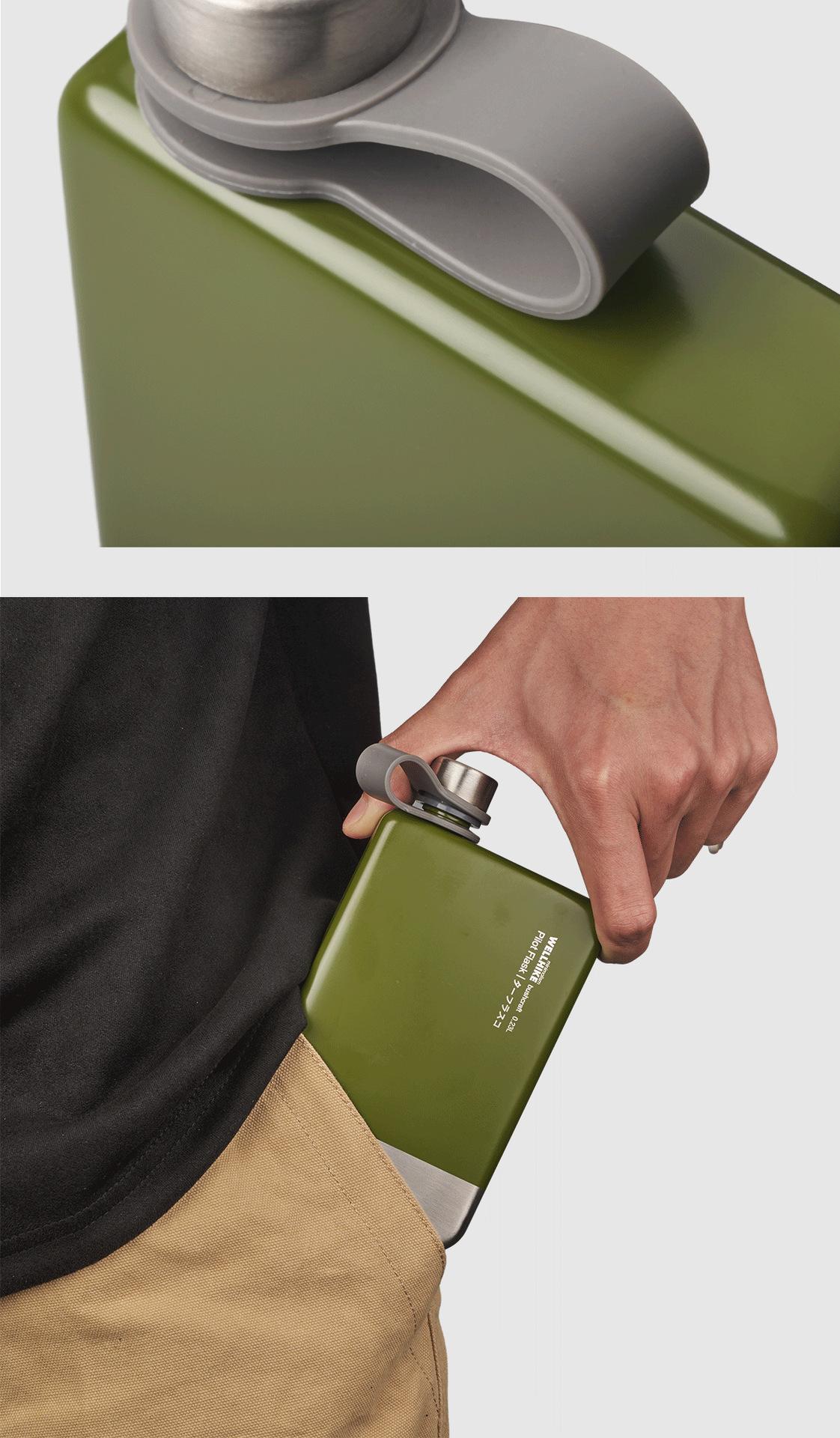 Outdoor Camping 304 Stainless Steel Portable Outdoor Flat Wine Bottle Camping Fuel Coal Oil Alcohol Coffee Pot