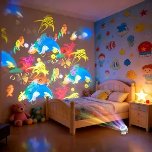LED Starry Ocean Projector Lamp, 360° Rotating Dynamic Night Light, USB-Powered Ambient Light for Bedroom, Game Room and Living Room, Indoor Decorative Light