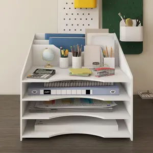 Office desktop multi-layer file rack for A4 documents, file organizer, desk file holder, desktop storage box, detachable shelf.