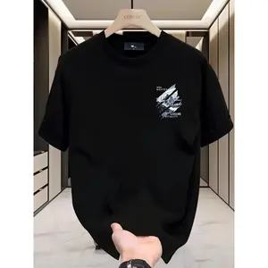 Minimalist Double Side Print Mountain T-Shirt Black White Casual Short Sleeve Tee for Office Commute Birthday Gifts for Men