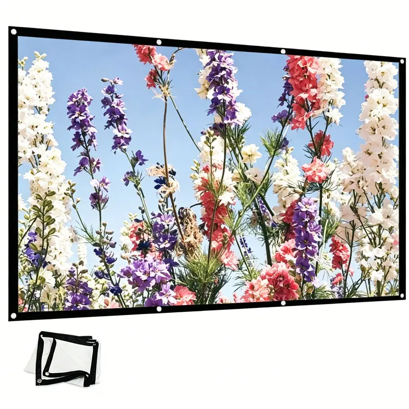 High definition double-sided projection screen, high-density thick soft screen, portable folding, indoor and outdoor universal camping windproof projection screen, household and commercial conference room 60-150 inches