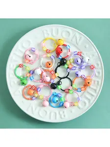 8pcsMixed Color New Style Colorful Bell Letter Bead Keychain Accessory Perler Bead Pendant Wholesale