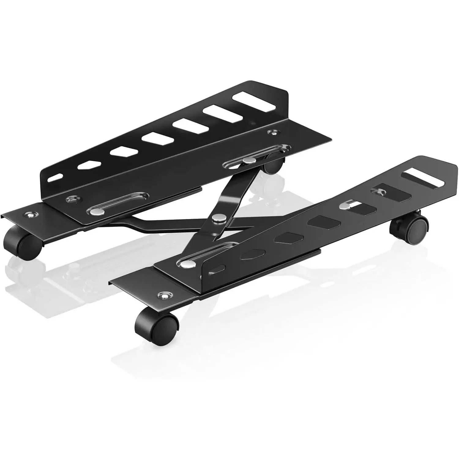 Adjustable CPU Stand, Steel Rolling  Tower Stand, Black | 15.7"-20" L & 6.3"-11.8" W, 2 Locking Wheels, Heavy Duty Steel, Under Desk, fits  PC Towers, Easy Assembly, Space Saving