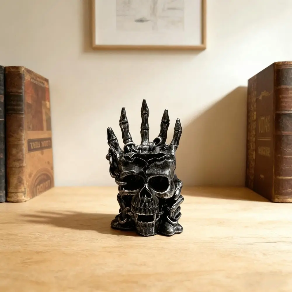 Gothic Skull Hand Gesture Storage Ornament, Resin Desktop Ring Necklace Holder, Halloween Party Decor, Vintage Home Decor, Halloween Gift