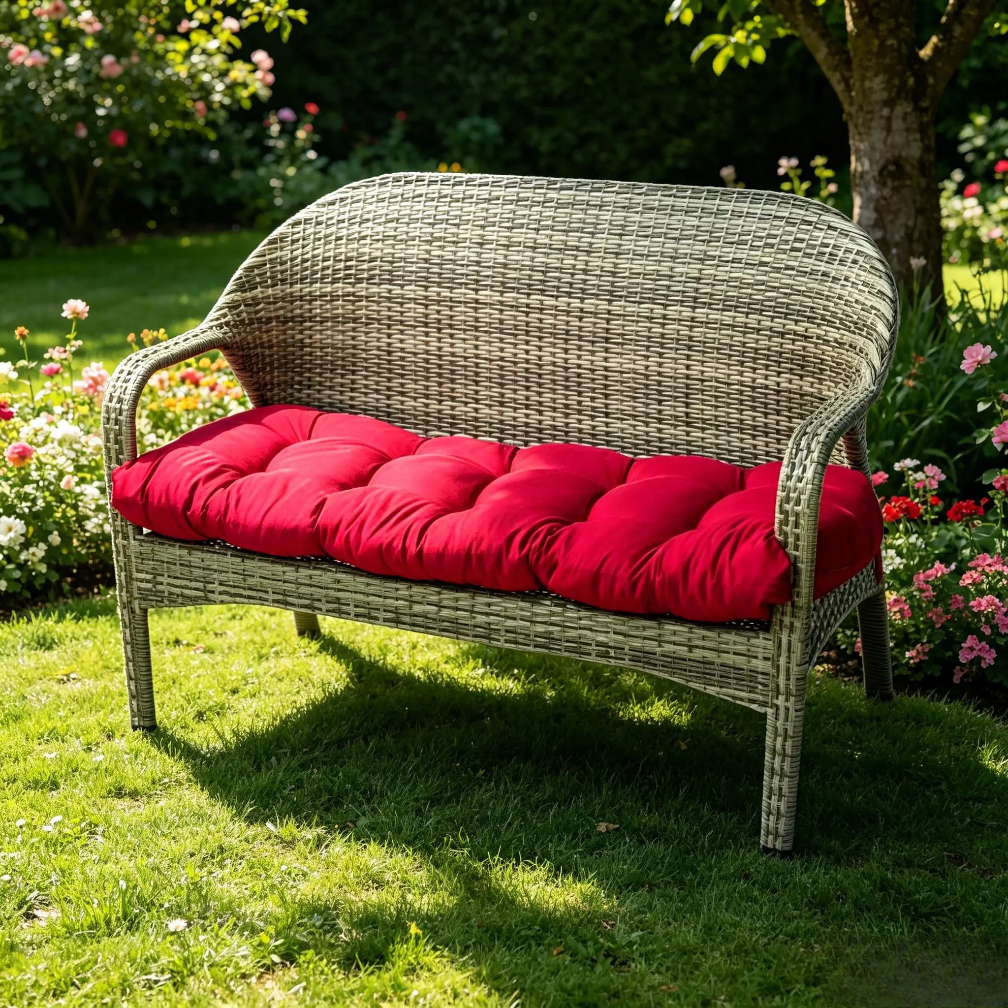 Indoor Outdoor Solid Color Bench Cushion Cotton Garden Furniture Loveseat Cushion, 51.2"x19.7" Patio Wicker Seat Cushions for Lounger Garden Furniture Patio Lounger Bench