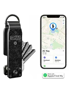 Smart Tracking Key Holder, Simple Metal Design, Supports Apple Find My, Anti-Lost, Sound Alert, Foldable Key Box, Men's Portable Key Organizer