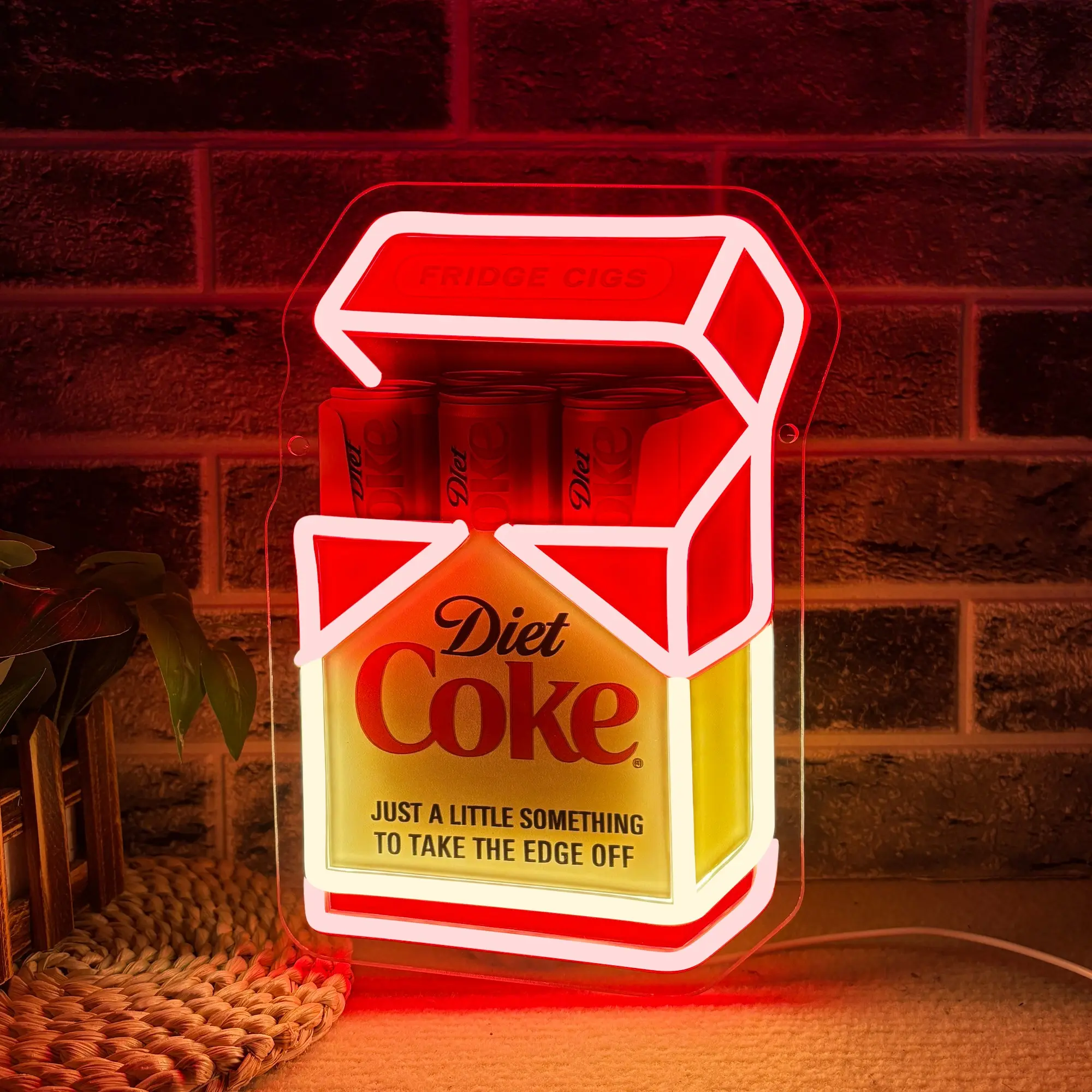 Frice cigs neon light, printed boxed drink pattern sign wall hanging neon light, bright home space, party, bar decoration neon light, Home Decor Lighting