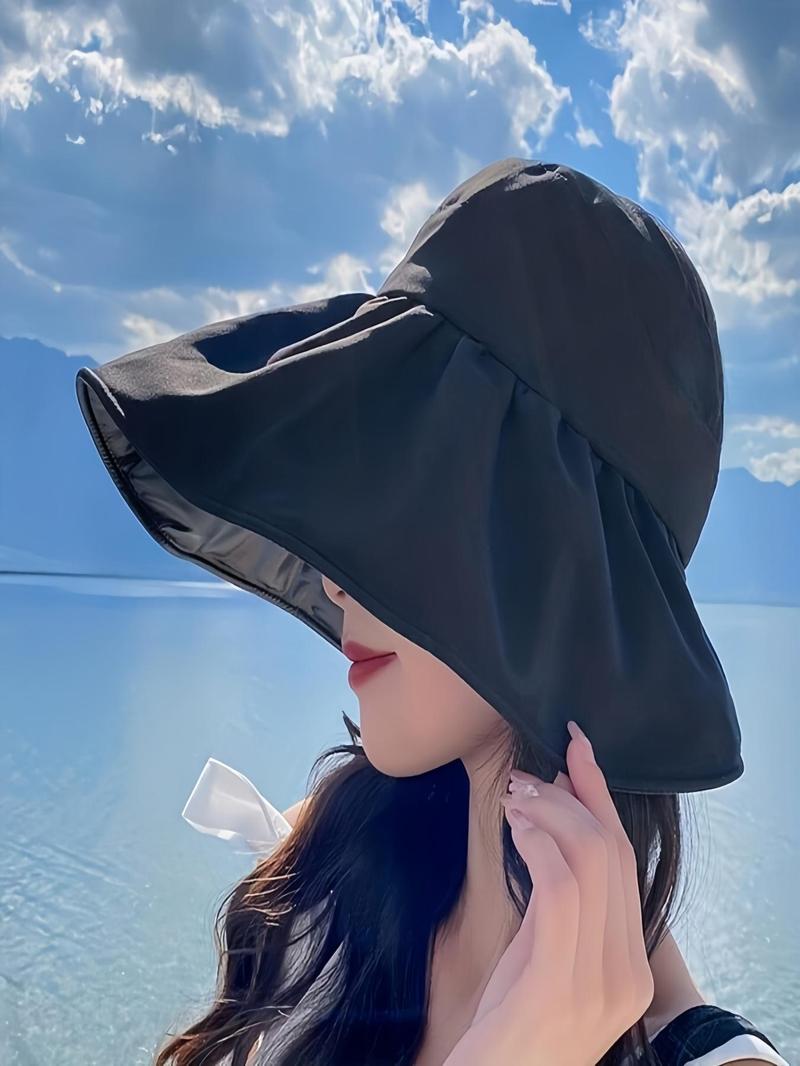 Women's Sun Protection Foldable Sun Hat, Casual Outdoor Travel Hat for Women & Girls, Fashion Accessories for Daily Wear, Sunhat