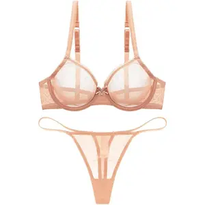What women should wear in 2026Women See Through Mesh Bra and Thong Set Transparent Sexy Underwear