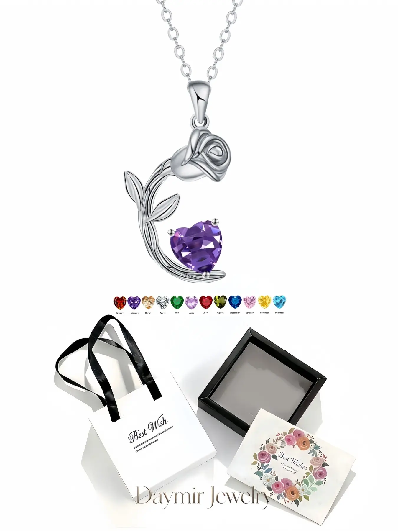Blooming Rose Necklace, elegant premium blooming rose gem pendant for women. Paired with an exquisite drawer jewelry box, ideal gifts for birthdays, Mother’s Day, Valentine’s Day, Christmas and anniversaries.