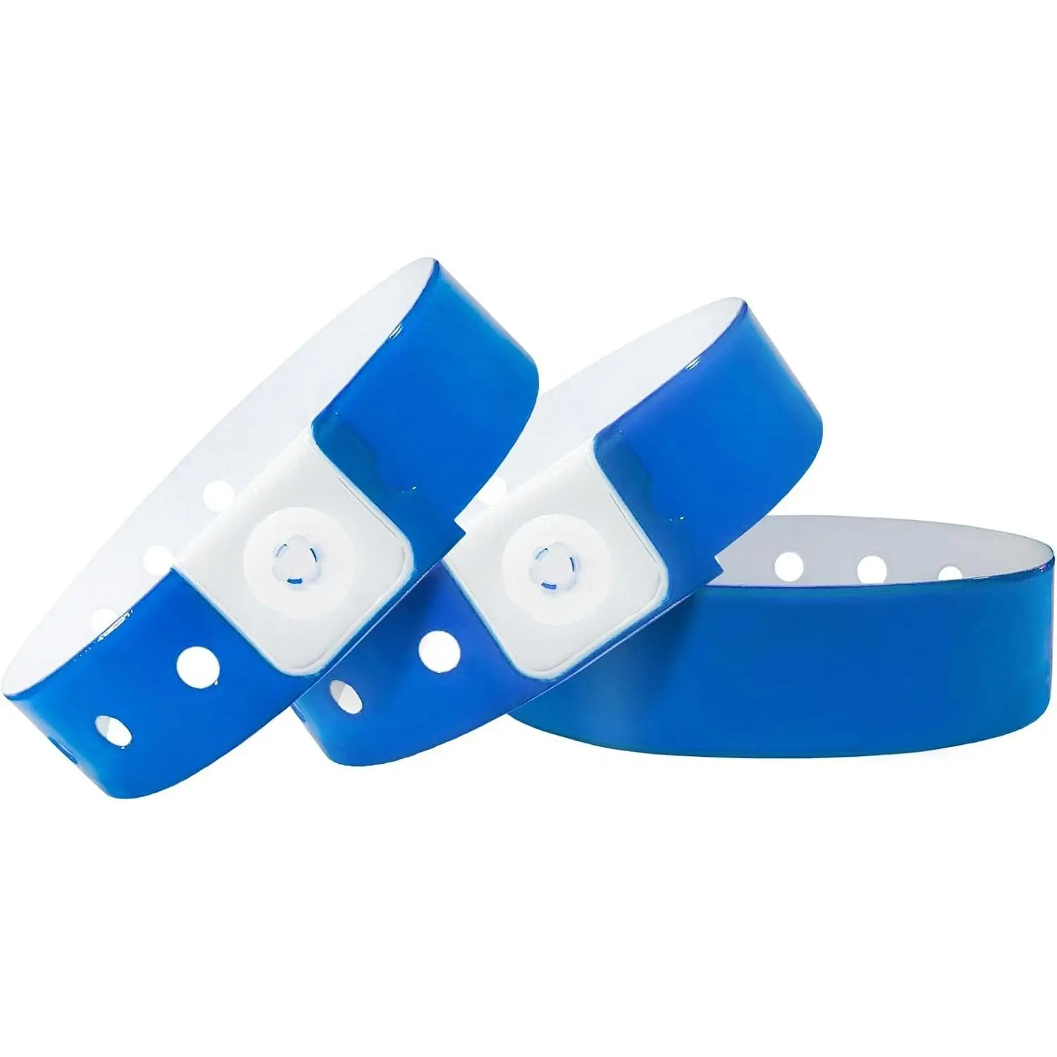 Plastic Party Blue Wristbands-100 Pack Colored Vinyl Wristbands for Events-Waterproof Lightweight Security Wrist Bands for Bar Club Festival Music Meeting