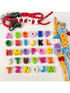 52 colorful acrylic large-holed letter beads, colors randomly mixed, used for jewelry, phone charms, keychains, and decorative beads