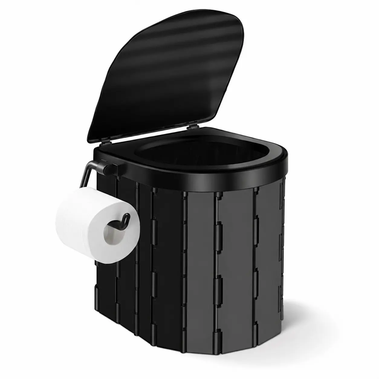 Portable Folding Camping Toilet with Lid, Compact Travel Toilet Kit, 12 Waste Bags, 12 Gel Packs, for RV, Car, Camping, Road Trips, Emergency Use