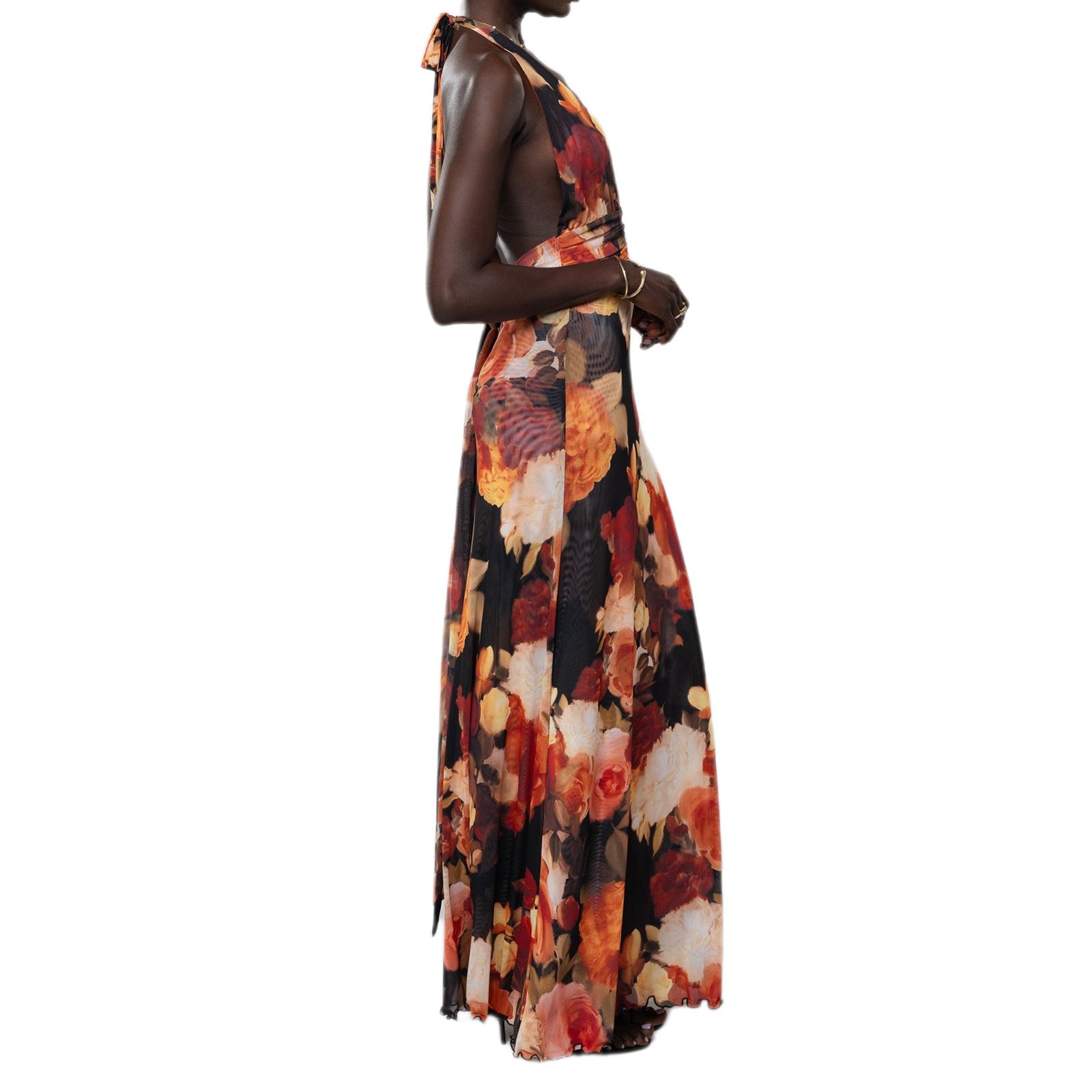 Women Long Dress, Sleeveless Halter Dress Backless Flower/Dots Print Summer Cocktail Dress