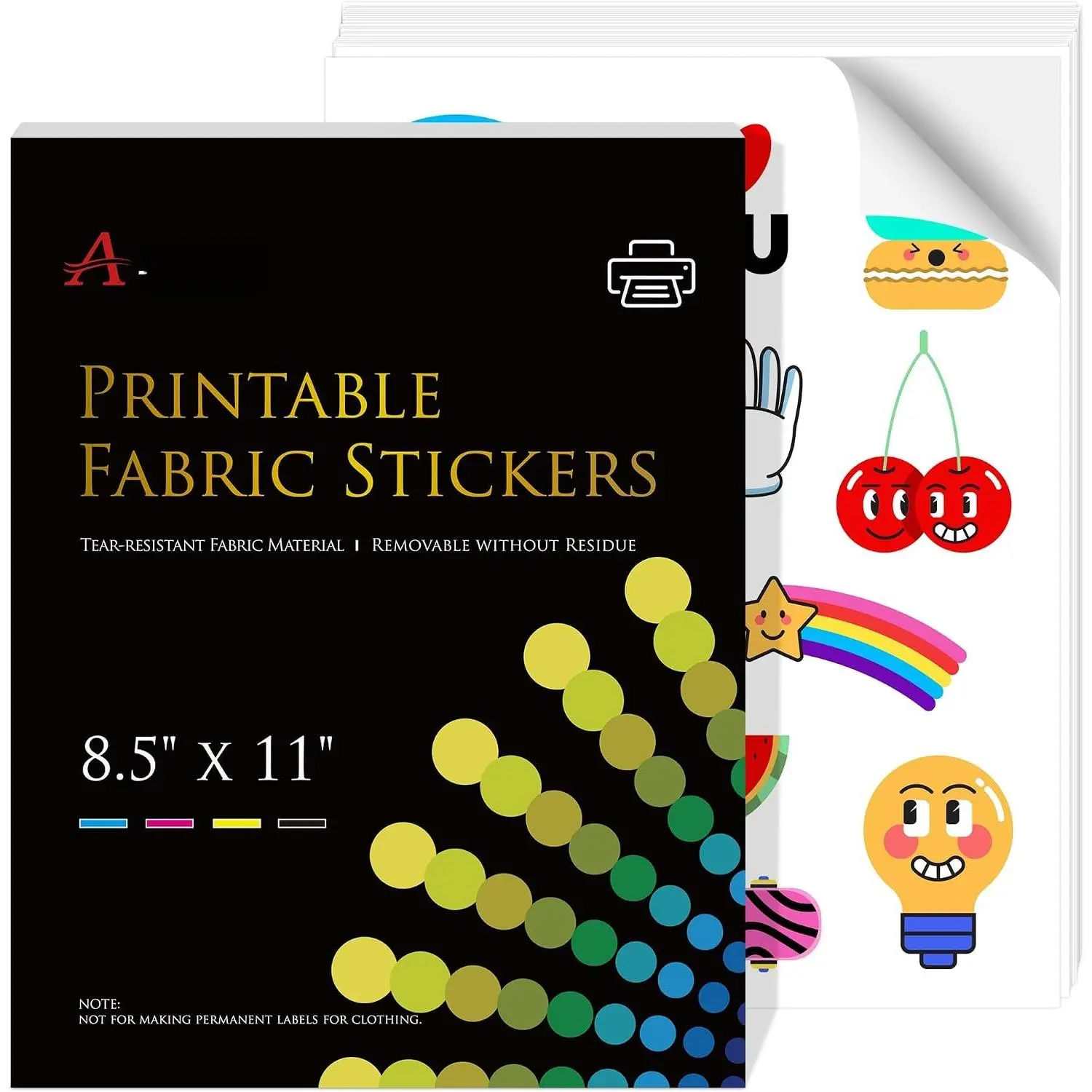 Printable Fabric Sticker Paper for Inkjet Printers,  | -resistant, Matte White, 8.5x11 Inch 10 Sheets for Making Custom Stickers