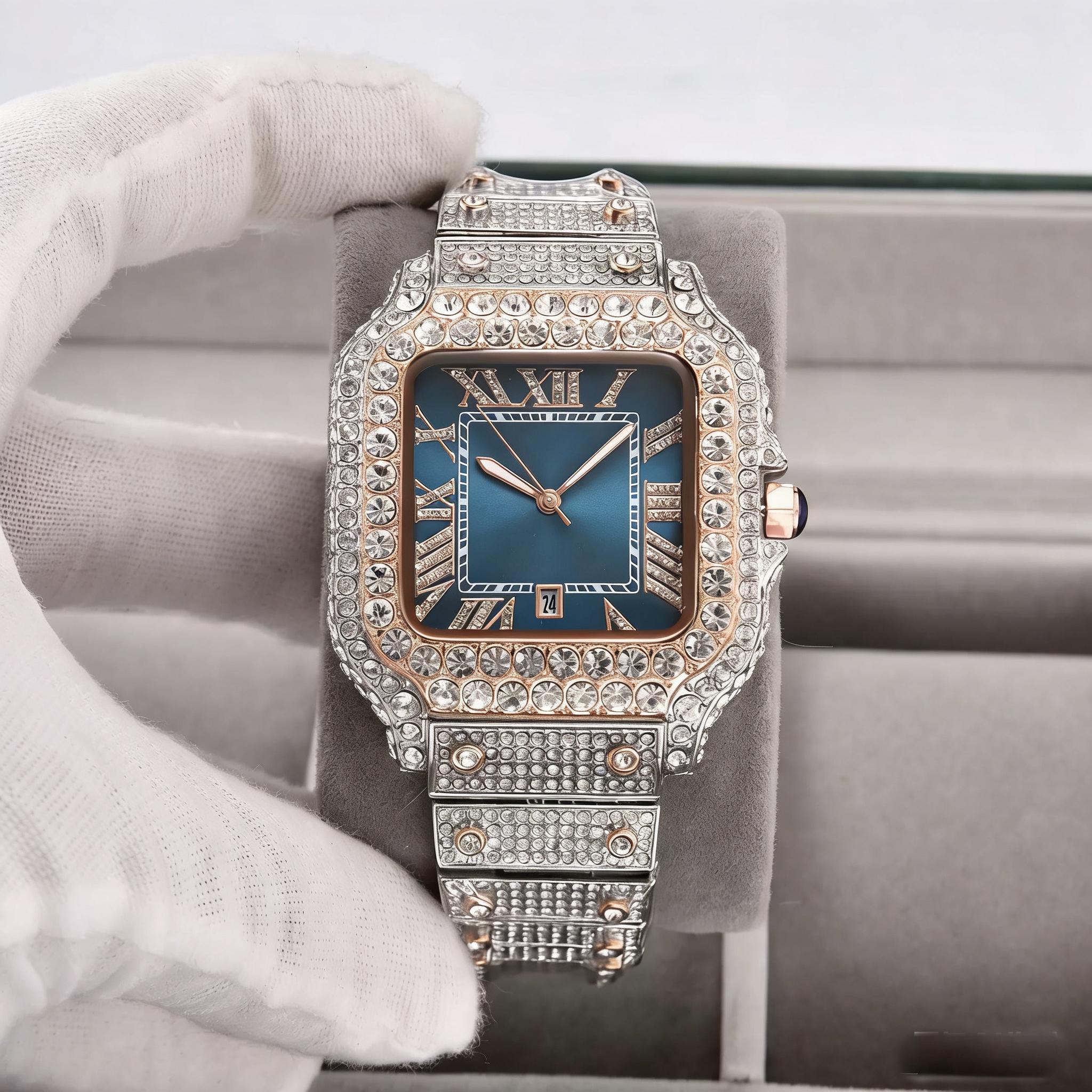 Luxury Diamond Square Men's Watch Classic Quartz Fashion Party Business Watch High-End Elegant Light Luxury Gift