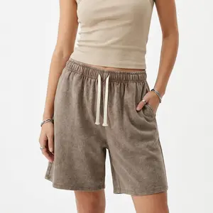 Digitex Women’s Acid Wash Cotton Shorts, Soft Casual Trendy Style for Vacation and Daily Wear