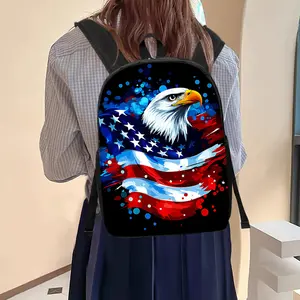 This backpack features an American flag and bald eagle design. Lightweight, foldable, durable, and multifunctional, it's ideal for outdoor activities like cycling and hiking. With its distinctive design and vibrant pattern, it's a suitable gift for both m