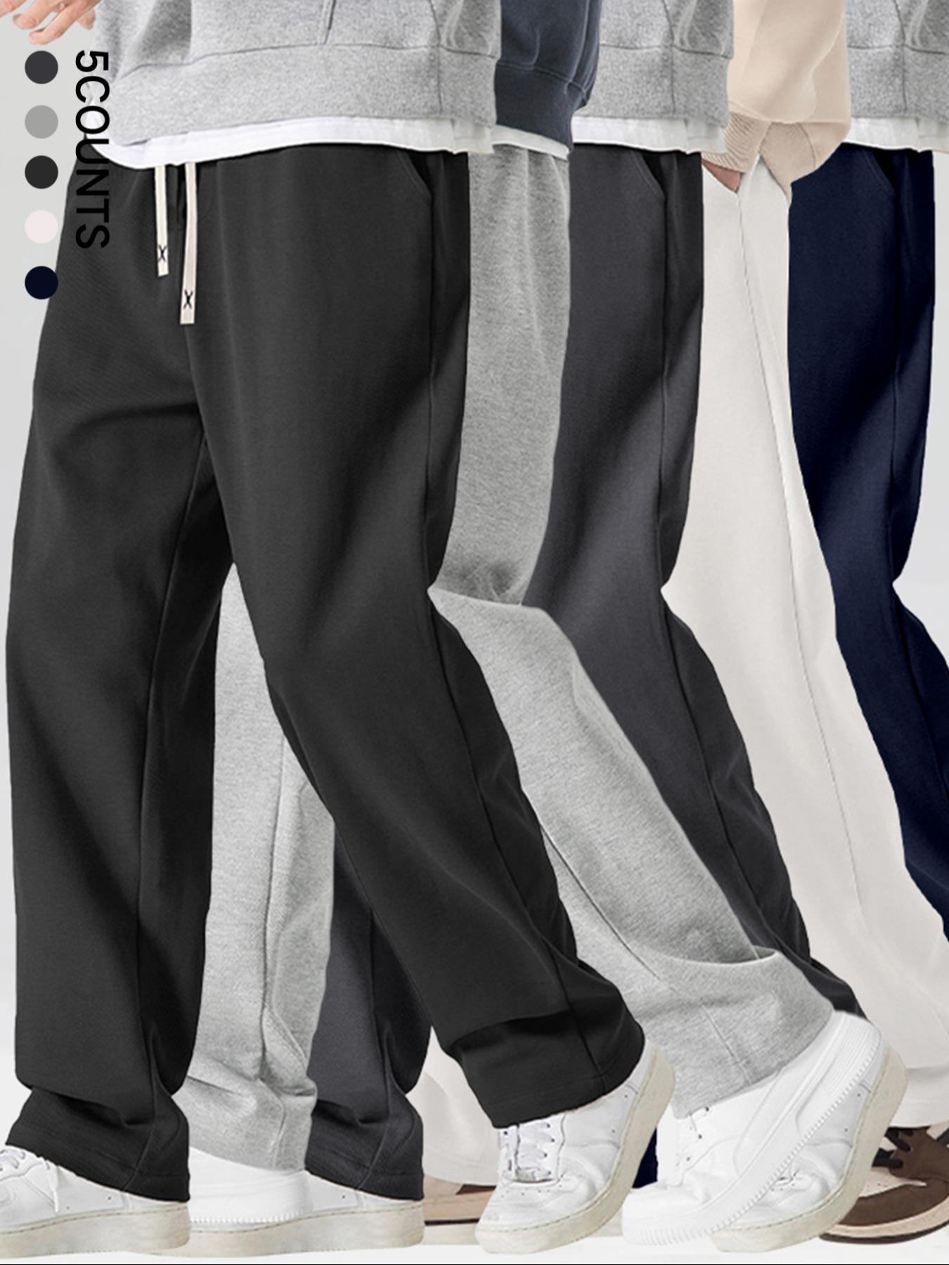 Men's Solid Color Pocket Drawstring Waist Sweatpants, Casual Comfy Loose Jogger Pants for Spring & Fall, Men's Trousers for Daily Wear