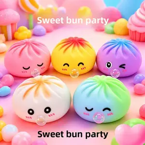 2026 New Bubble Bao Squishy – Jumbo Size Steamer Printed Face Fake Bun, Slow Rebound TPR Stress Relief Fidget, Viral Sensory Toy for Kids Adults Anxiety Relief