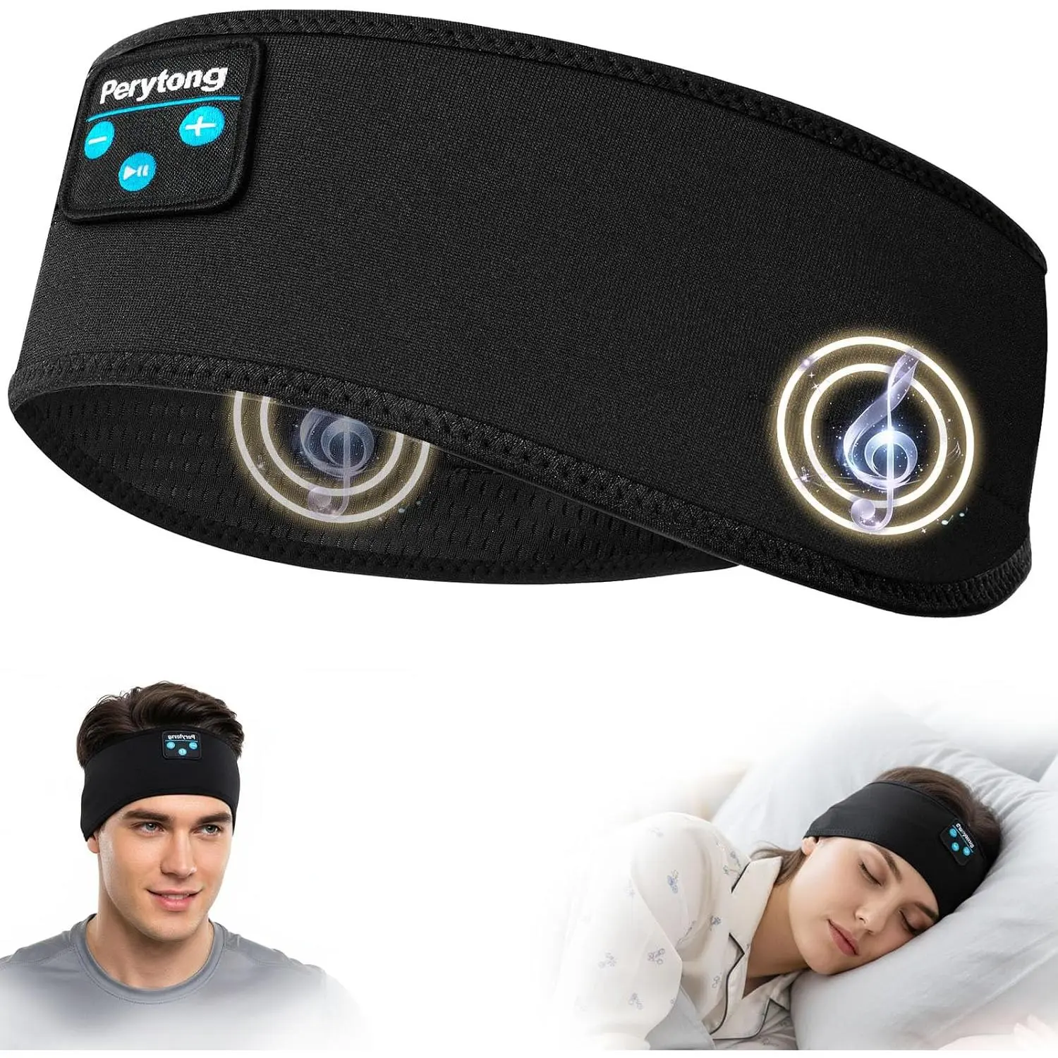 Sleep Headphones Bluetooth 5.4 Headband, Wireless Sleep Headphones with Ultra-Thin HD Stereo Speakers for Side Sleepers, Soft & Sweat Resistant Sport Headband for Yoga Travel WorkoutGift.
