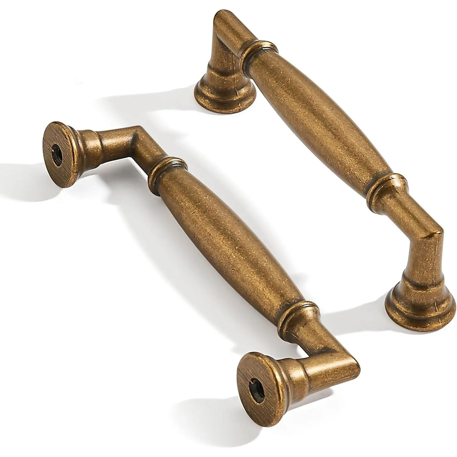 10 Pack 4 Inch Hole Center Vintage Antique Brass Aged Bronze Solid Heavy Duty Cabinet Pulls Handles, Kitchen Bathroom Vanity Cabinet Hardware