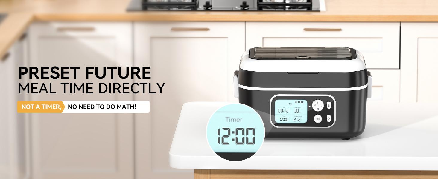 Yofidra Cordless Heated Lunch Box, 24000mAh 100W Electric Lunch Box with Smart Timer, 6.3-Cup Super Large Lunchbox for Men & Women, Portable Food Warmer with Insulated Bag for Outdoor/Office, Black