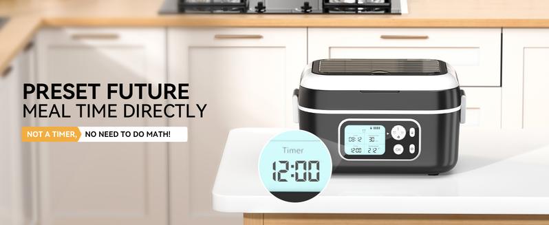 Yofidra Cordless Heated Lunch Box, 24000mAh 100W Electric Lunch Box with Smart Timer, 6.3-Cup Super Large Lunchbox for Men & Women, Portable Food Warmer with Insulated Bag for Outdoor/Office, Black