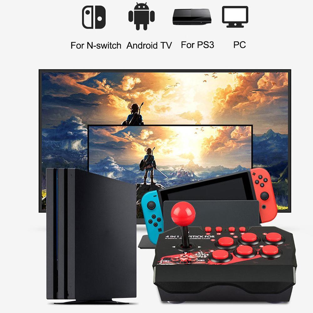 GAMINJA NS002 4 in 1 Retro Arcade Console Game Joystick, Rocker Fighting Controller, Wired Game Controller, Console Accessories for Nintendo Switch PS3 PC Android TV