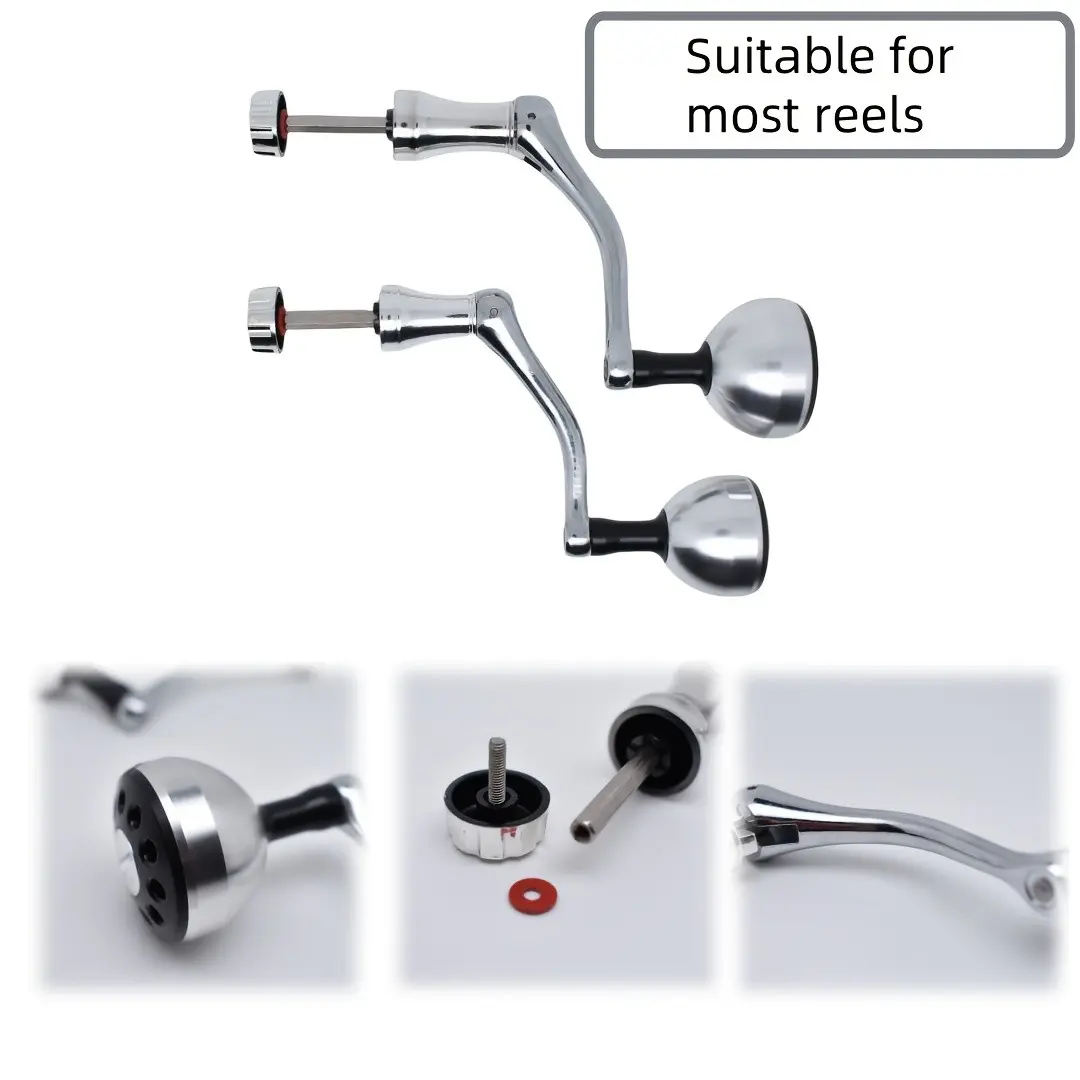 Aluminum Alloy Spinning Fishing Reel Handle, Foldable Metal Ball Grip, Ergonomic Design, Durable Lightweight, Easy Install