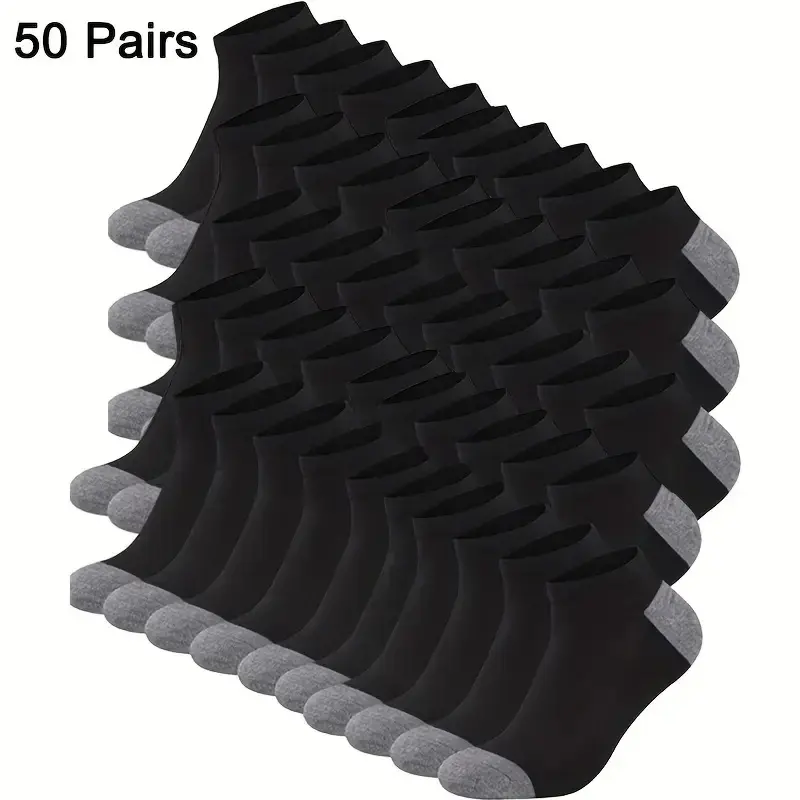 Unisex 50 Pairs Low Cut Breathable Short Socks, Anti-Odor Sweat-Absorbent Elastic Comfortable Sports Socks for Everyday Wear, Spring & Summer Gift Option