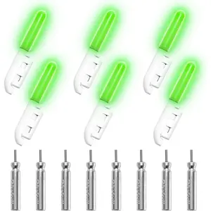 6PCS Fishing Glow Sticks，Night Fishing Rod, LED Fishing Pole Luminous Rod, Green Fishing Light with 8PCS CR425 Battery
