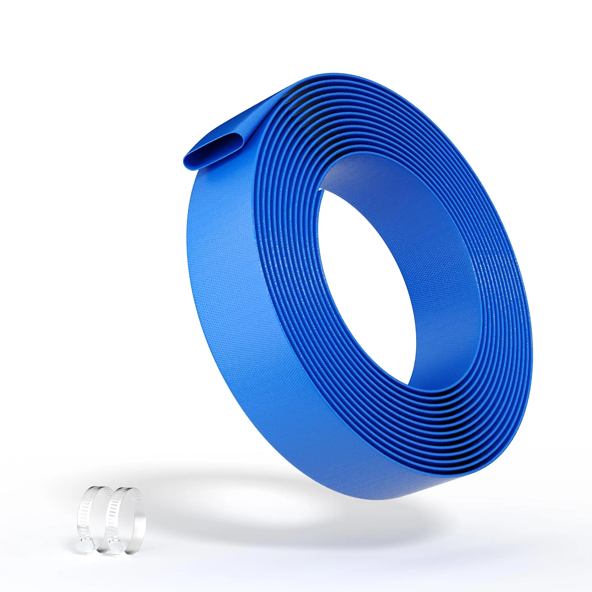 50/100FT Pool Backwash Hose, Heavy Duty PVC Drain Hose for Inground Above Ground Pools, 1.5/2 Inch with Metal Clamps, High Pressure Water Discharge, Garden Sump Pump Hose