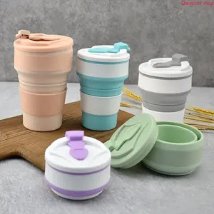 Collapsible Silicone Travel Mug with tight secure lid, eco-friendly reusable foldable cup compatible with hot and cold drinks, practical outdoor essential for hiking trips, camping adventures and daily commute coffee drinking