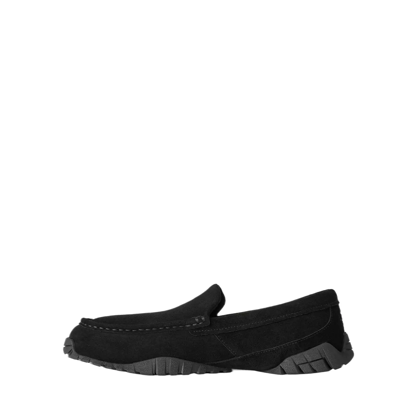 UGG Cow Split Leather Fashion Simple Color Block Comfortable Loafers 1191110-BLK