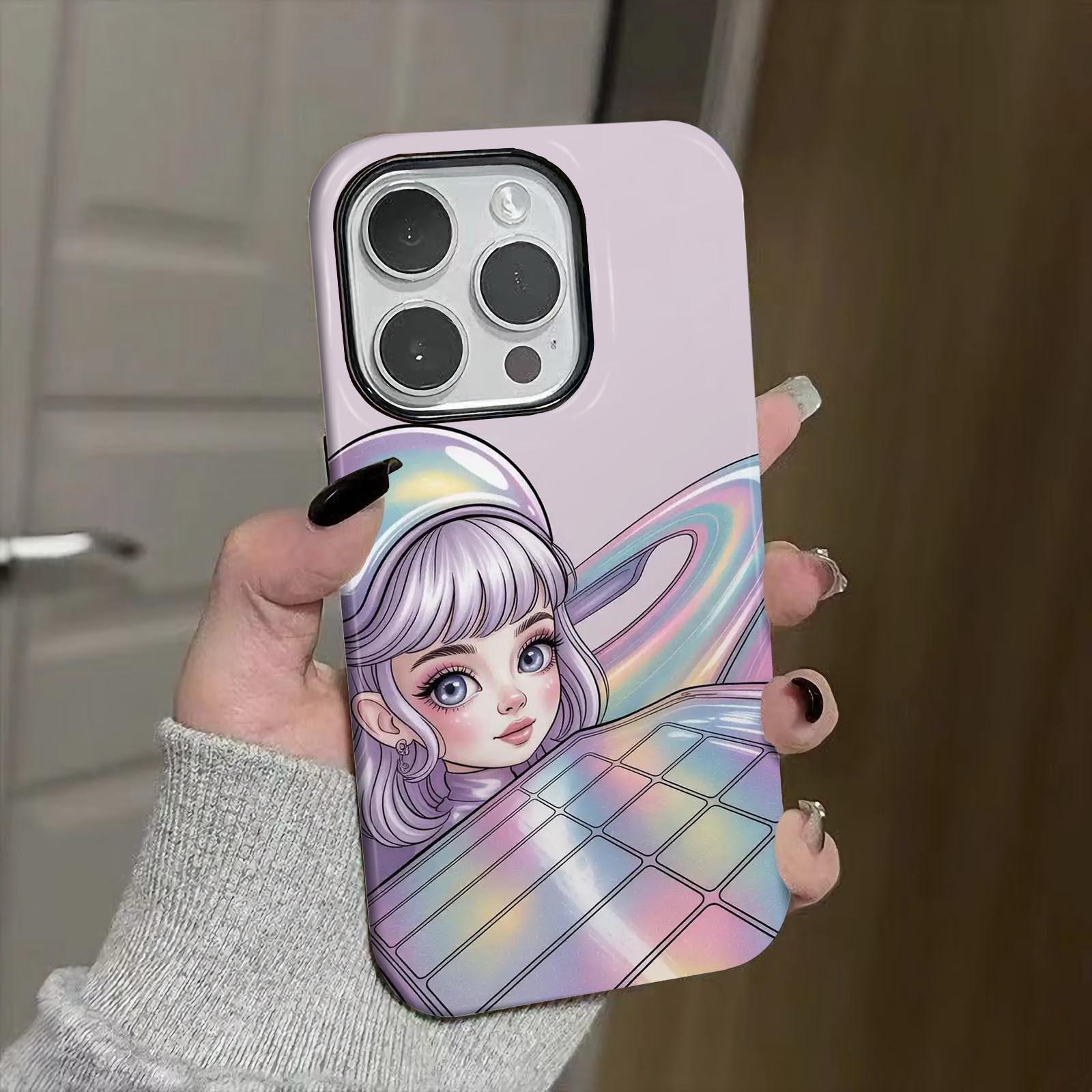 Holographic, headphones, pastel Soft And Hard Two-In-One Film Printed Full Pattern Case For IPhone 16 15 14 13 1211 Pro Max Plus Phone Case