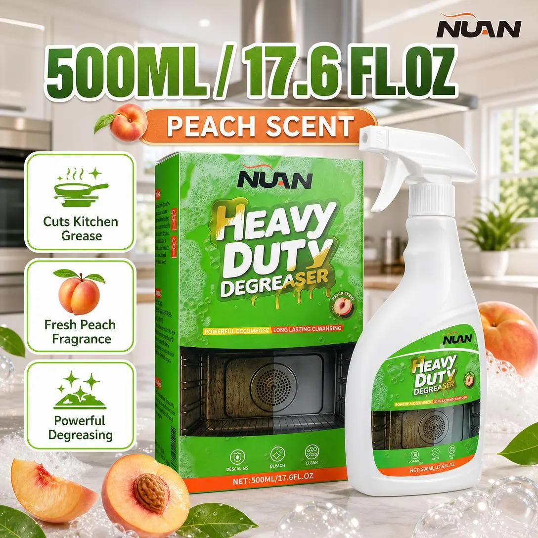 NUAN Heavy Duty Active Spray Kitchen Cleaner - 500ml (9 fl oz and above) Single Bottle Household Degreaser, Indoor Multi-Use for Grill, Appliance Grease Removal, Stovetops, Range Hoods