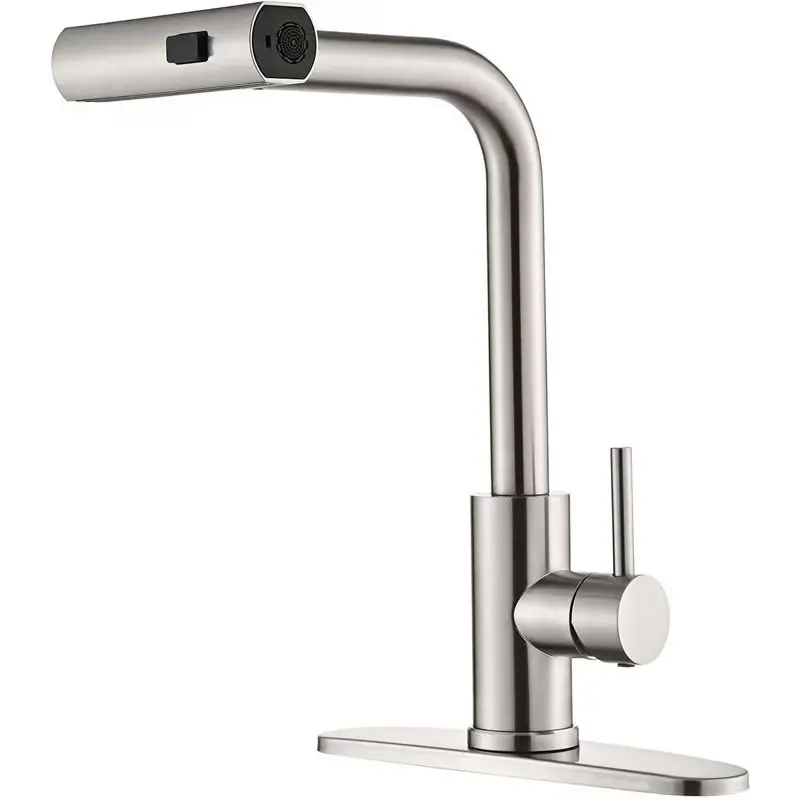 Stainless Steel Pull Out Kitchen Faucet Cold Hot Home Dishwasher Sink Washing Bowl Waterfall Spout, Durable Stainless Steel Material, Easy Installation