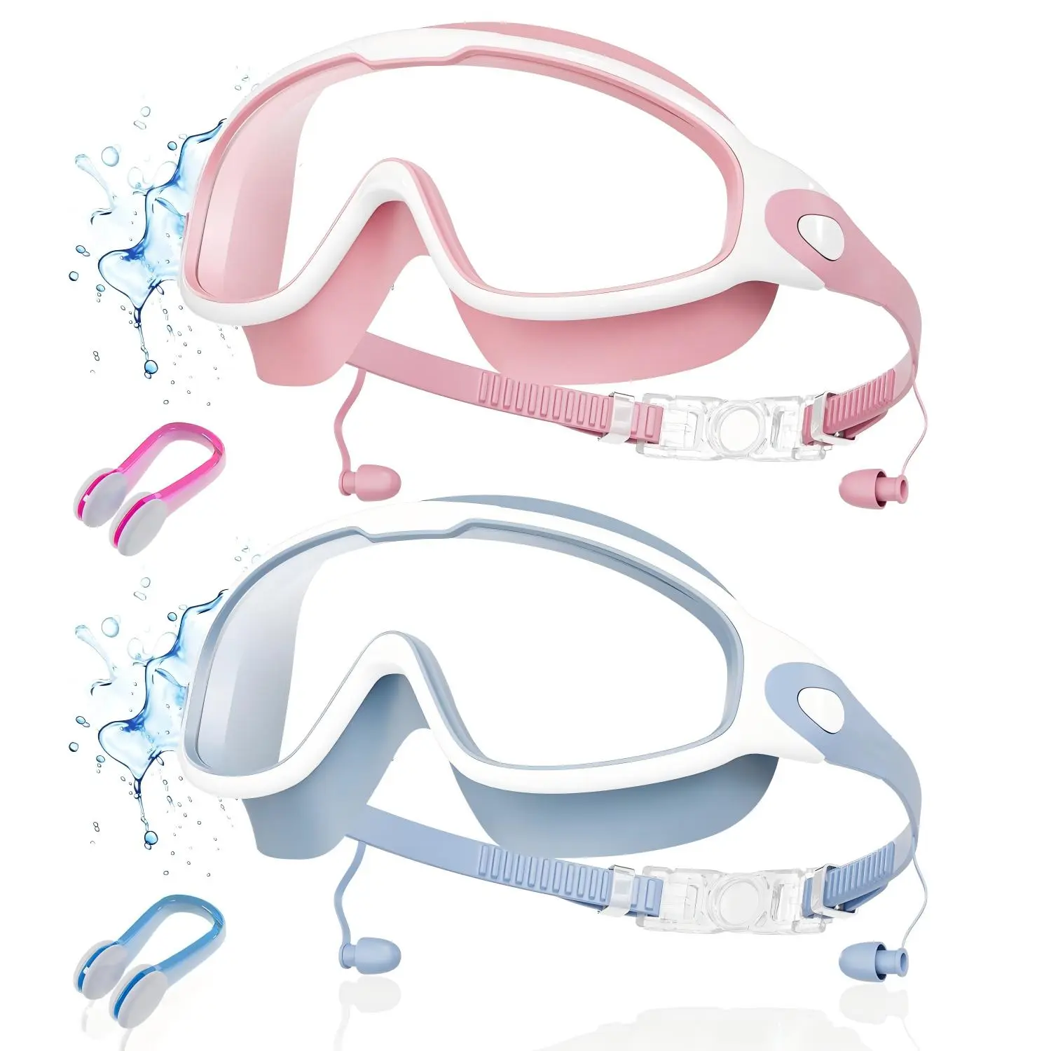 Anti Fog UV Protection Adult Swim Goggles, No Leak Wide View Large Frame Swimming Goggles with Soft Silicone, Comfortable Watertight Swimming Glasses for Pool Training