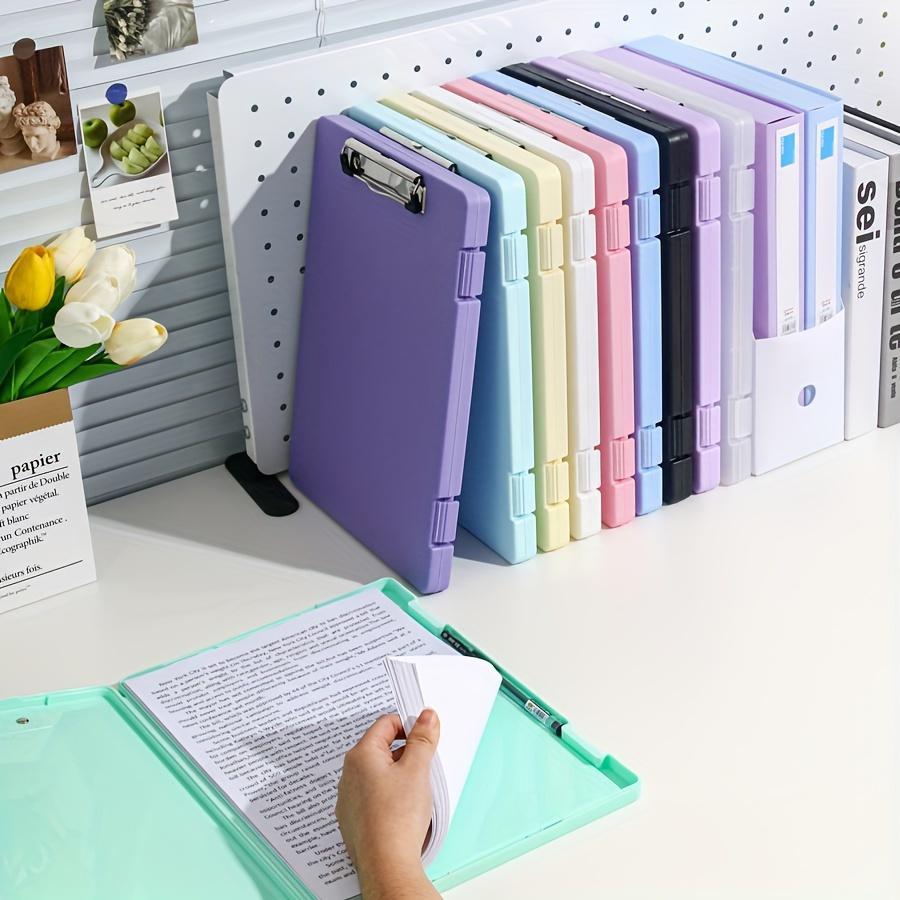A4 File Storage Box with Clip Cover, 1/2 Count Large Capacity File Organizer, Multifunctional Storage Box for Home Office School