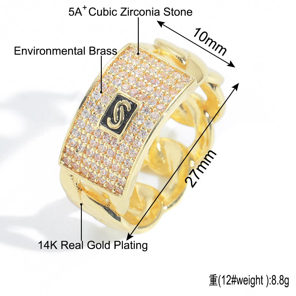 New Technology Anti-Rust 14K Gold Iced Ring| Hip Hop CZ Diamond Chain Ring for Men gf promise