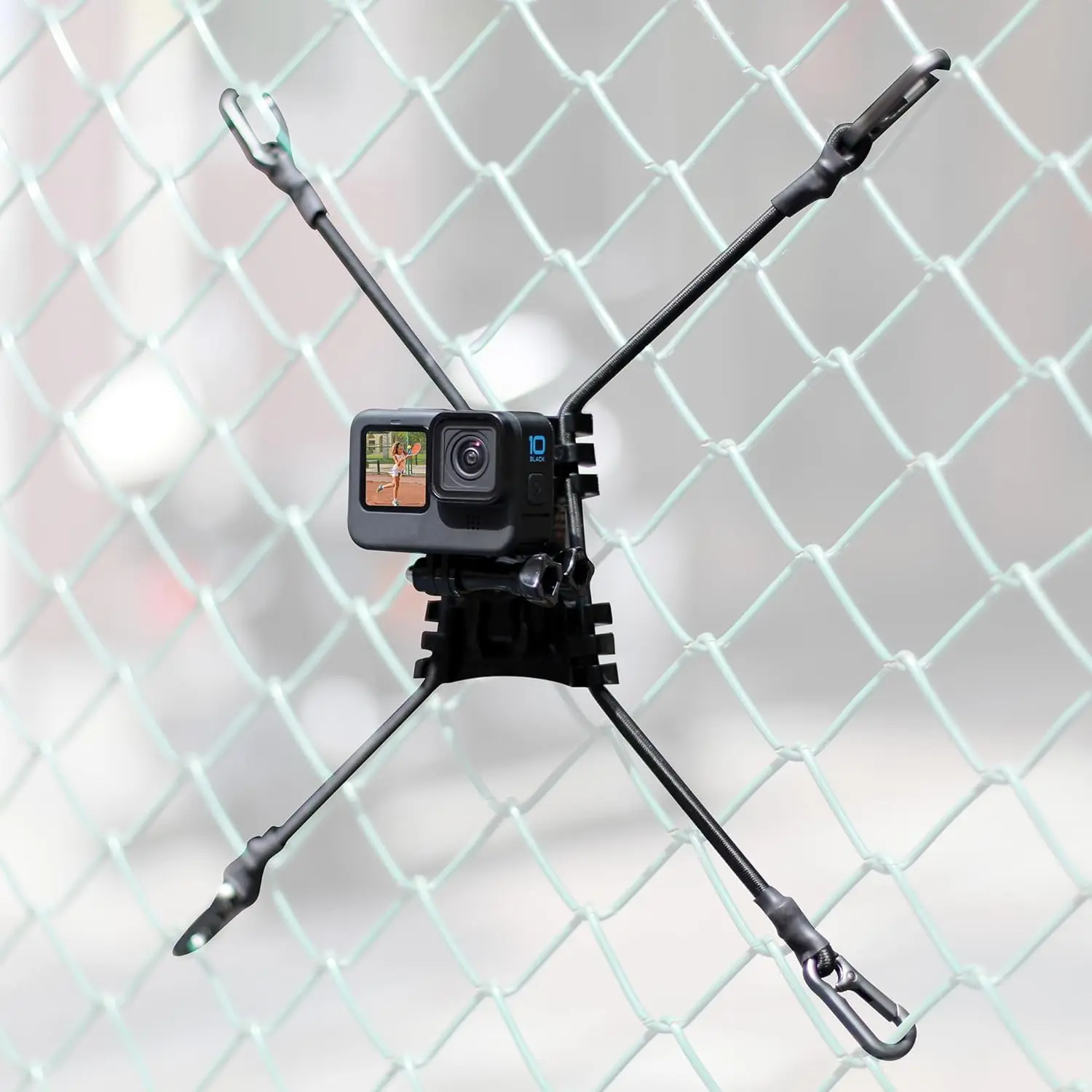 Fence Mount for GoPro Hero 13 12 11 10 9 8 7 6 5 4 3 Max Mini AKASO DJI Action, Chain Link Fence Backstop Mount, Suitable for Softball/Baseball/Tennis Games/Paddle Board