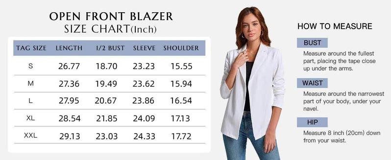 FMEYOA Womens Casual Long Sleeve Blazers Solid Color Knit Blazer Work Office Open Front/Button Down Blazer Jacket Formal Essential