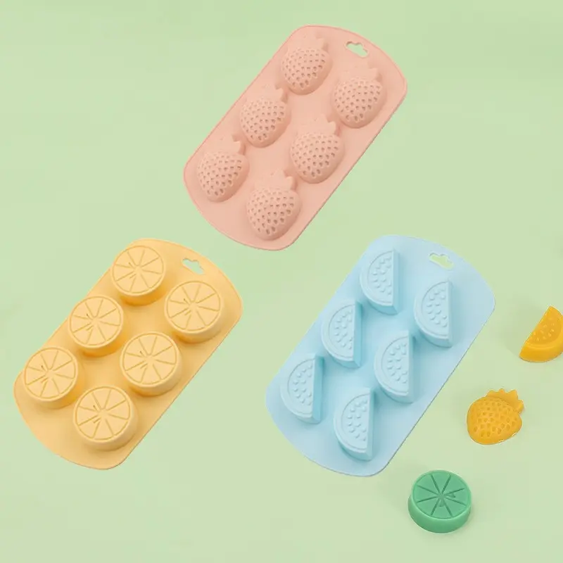 3-Piece Food-Grade Silicone Fruit Mold Set, Including Candy Molds in the Shapes of Lemons, Watermelons, Strawberries,DIY Cake Molds for Bread, Chocolate, Candy, Mousses, Pudding, Soap, Safe for Use in Ovens, Microwaves, Air Fryers, Silicone Baking Mold
